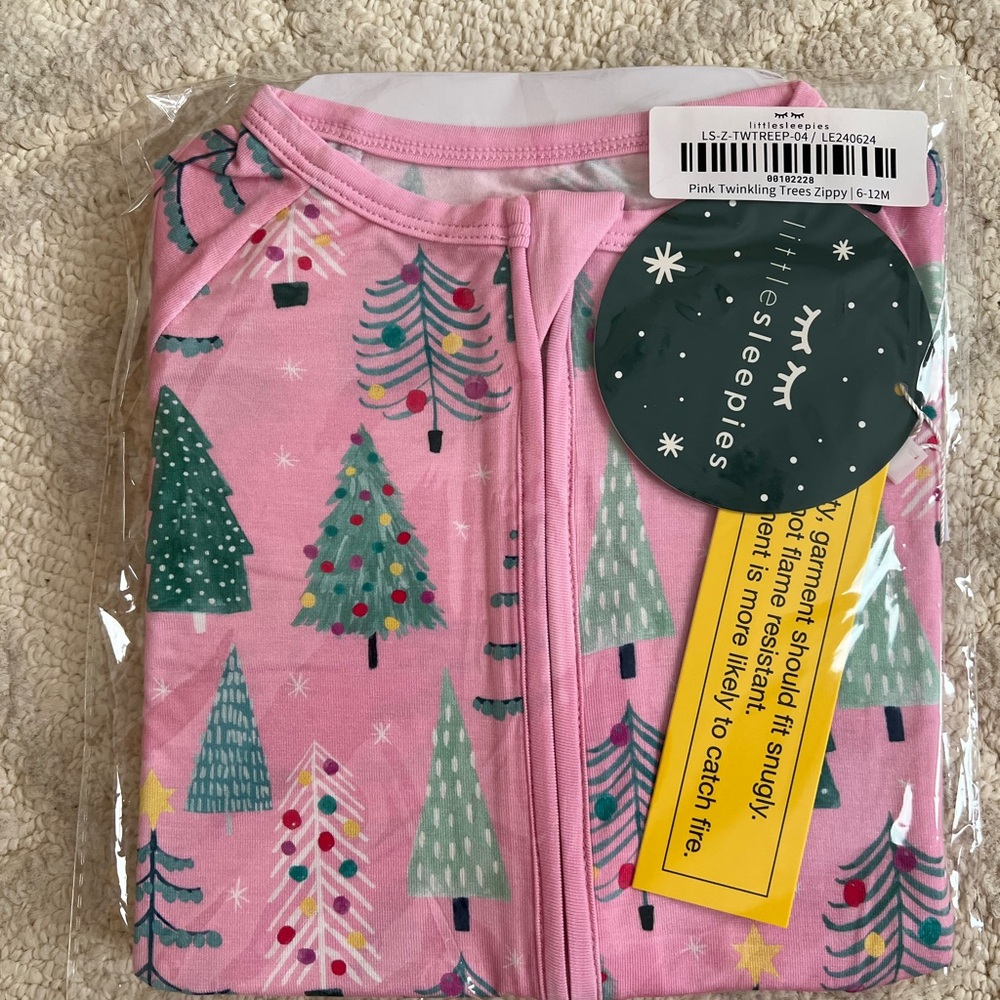 Little Sleepies Pink Twinkling Trees 6-12 Zippy